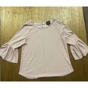 W5 Women's Pink Peasant Blouse Flounce Sleeves Medium